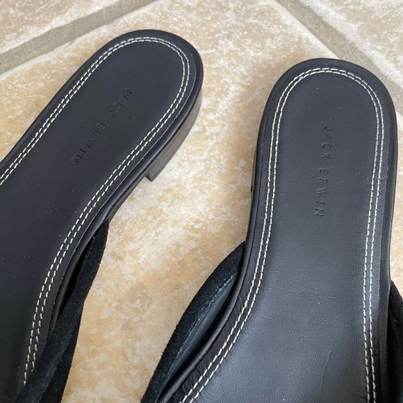 Jack Erwin "Paz" Black Suede Mule Slip On Sandals Hand Made 10 $148 - Picture 3 of 9
